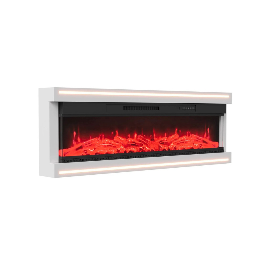 PXloue Elektrokamin Wandkamin in Weiß mit 3D-Flammeneffekt, LED, Heizung, Timer und Thermostat, B/H/T: 137 x 52 x 17 cm - Bild 2