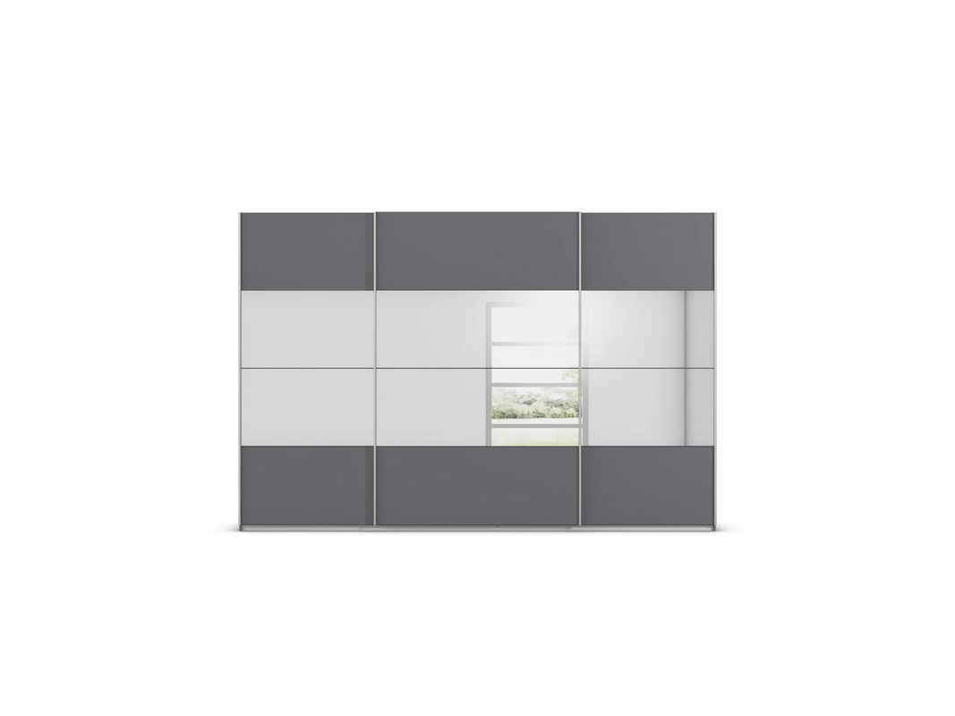 RAUCH Quadra Schwebetürenschrank mit Spiegelelementen, Farbe: Grau, B/H: 315 x 210 cm - Bild 3
