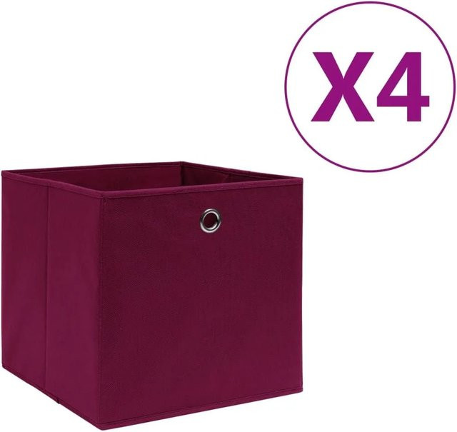 vidaXL Aufbewahrungsboxen aus Vliesstoff, 4er-Set, Dunkelrot, B/T/H: 28 x 28 x 28 cm - Bild 1