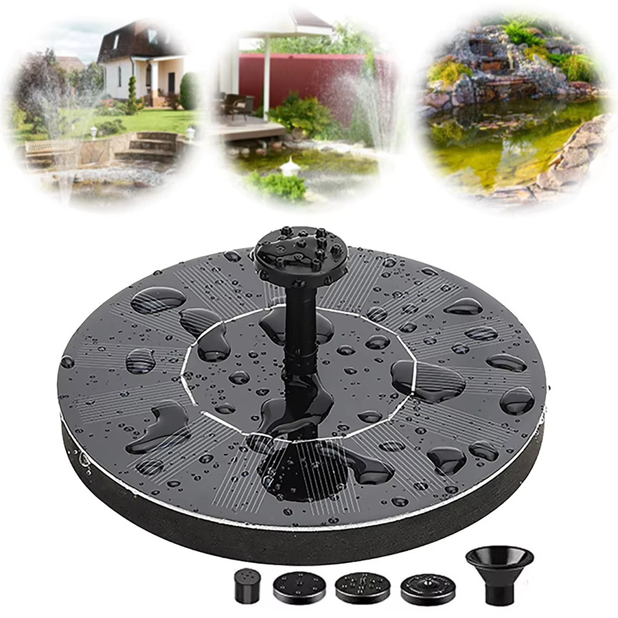 APWIKOGER Solarbetriebene Wasserfontänenpumpe mit 6 Düsen in Schwarz für Gartenteiche, Pools und Fischbecken - Bild 6
