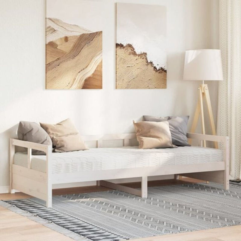 Tagesbett mit Matratze aus Massivholz Kiefer von vidaxl in Weiß, B/T/H: 80 x 200 cm - Bild 1