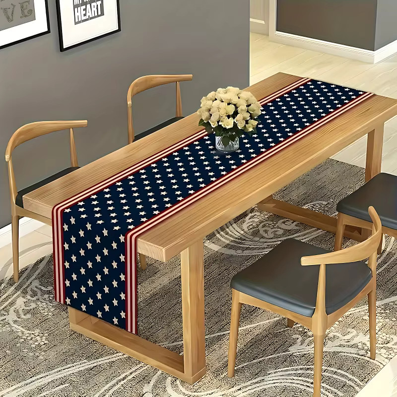 VIKAMA Tischläufer mit Sternen Design für Unabhängigkeitstag und Memorial Day, Mehrfarbig, B: 90 cm, T: 33 cm - Bild 4