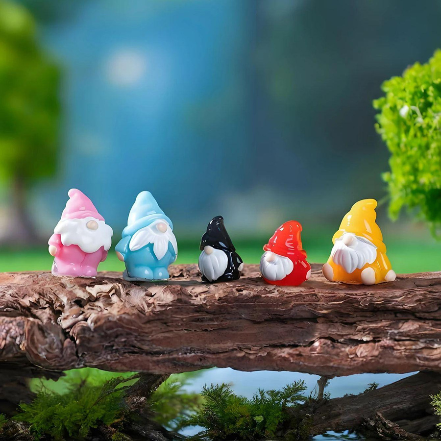 Yiran toy Mini-Gnome-Figuren aus Harz in Multicolor als Weihnachtsdekoration für den Weihnachtsbaum oder Feengarten - Bild 4
