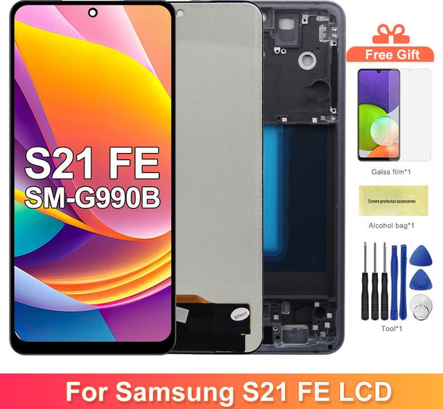 Samsung Galaxy S21 FE LCD Display mit Touchscreen Digitizer Montage Ersatz in Schwarz für G990B und G990U - Bild 1