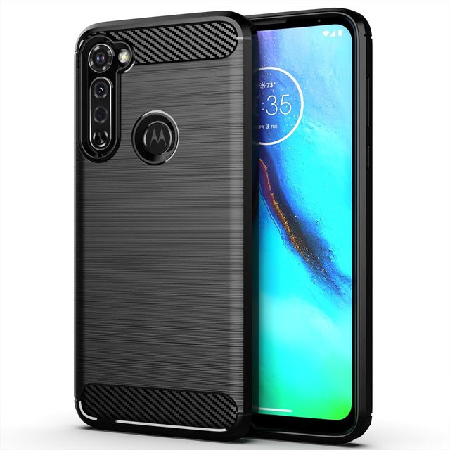 Stoßfeste Silikonhülle für Motorola Moto G Pro und Moto G Stylus in Schwarz mit gebürsteter Textur - Bild 1