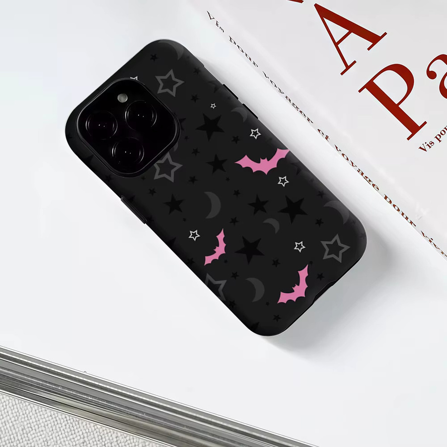 Magnetische Tough Handyhülle Gothic Pink Bat Skies für iPhone 17 16 15 14 Pro Max Plus in Pink und Schwarz - Bild 3