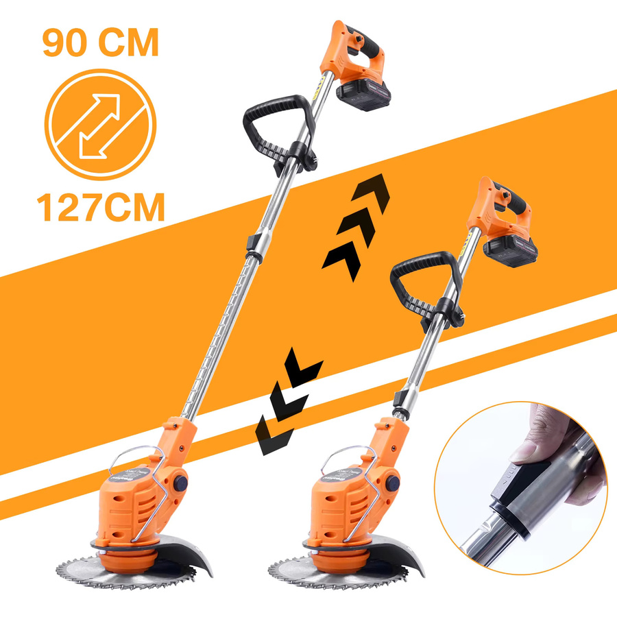 Grenintol 2-in-1 Akku-Trimmer und bürstenloser Rasenmäher mit 21V, 4,0Ah Akku und 4 Klingen in Orange - Bild 2