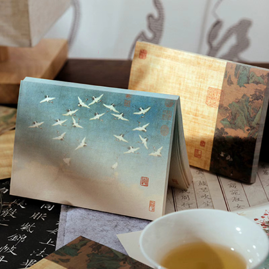 80 Blatt handgefertigtes Journaling-Papier im klassischen chinesischen Landschaftsstil für Scrapbooking und DIY-Dekoration, Mehrfarbig - Bild 2