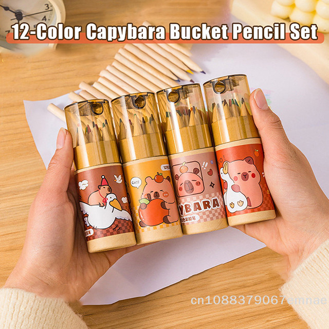ZYAS Capybara Bleistift-Set mit Anspitzer, 12 Stück, Mehrfarbig - Bild 1
