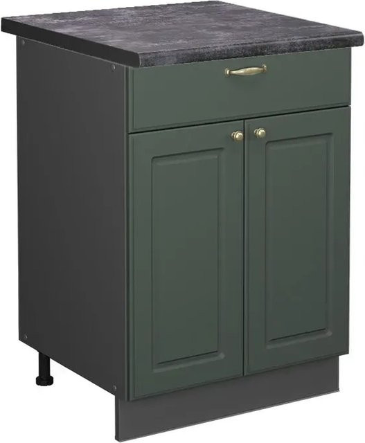 Vicco Küchenunterschrank Fame-Line Landhausstil in Grün-Gold und Anthrazit mit Schubladen und Soft-Close-Türen, B/T/H: 60 x 60 x 82 cm - Bild 1
