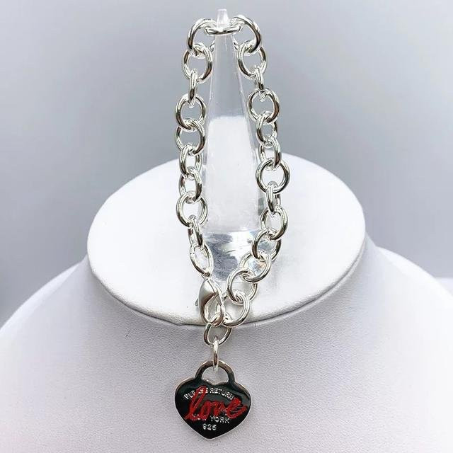 Armband Liebesherz, 925 Silber, rot, Damen, 19 cm - Bild 1