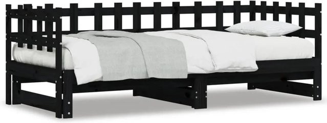 vidaXL Tagesbett aus Massivholz Kiefer, ausziehbar, Schwarz, B/T/H: 184 x 200 x 90 cm - Bild 1