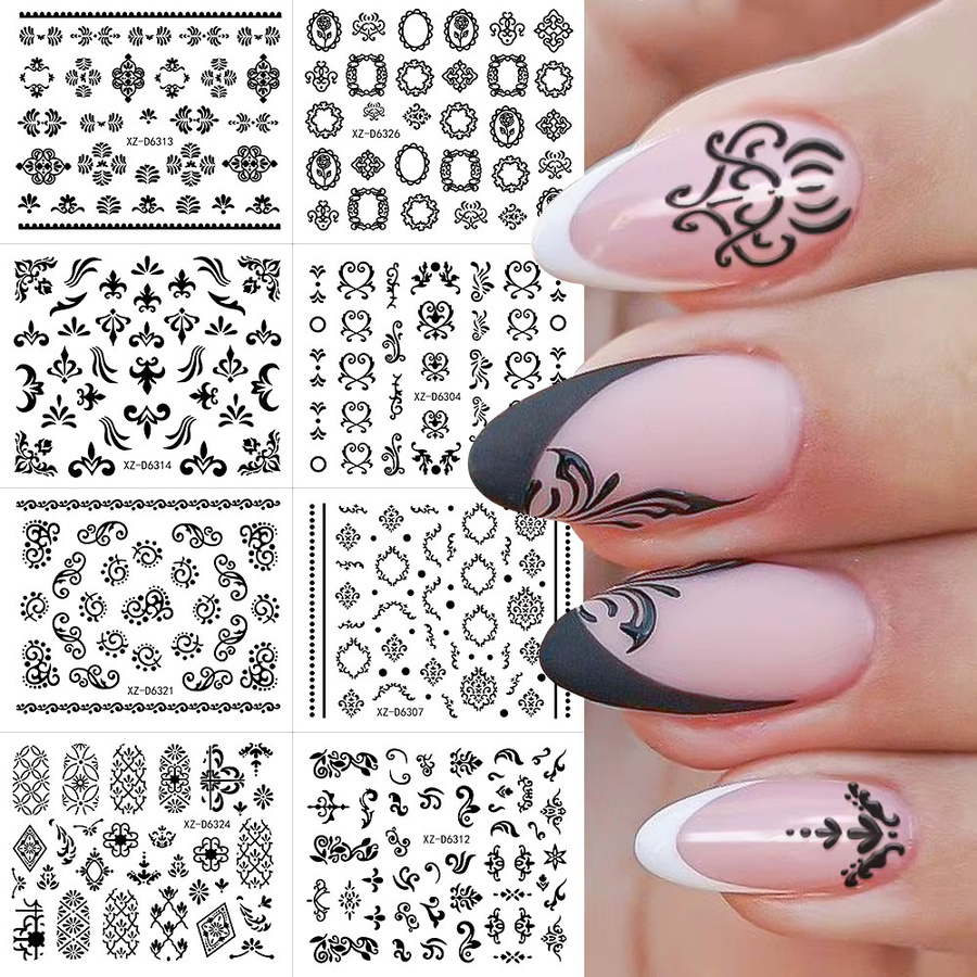 MAFANAILS Nagelaufkleber, 3D Stern und Herz, Schwarz, 30 Stück - Bild 2