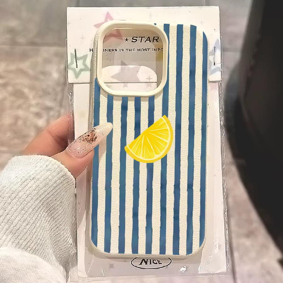 Stoßfeste iPhone Handyhülle mit minimalistischem gestreiftem Frucht-Paar Design für Apple iPhone 16 15 14 13 12 11 Pro Max XS X XR Plus - Bild 2