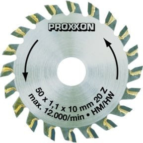 Proxxon Kreissägeblatt hartmetallbestückt für Holz und Kunststoff, Durchmesser: 50 mm, 20 Zähne, silber/bunt - Bild 1