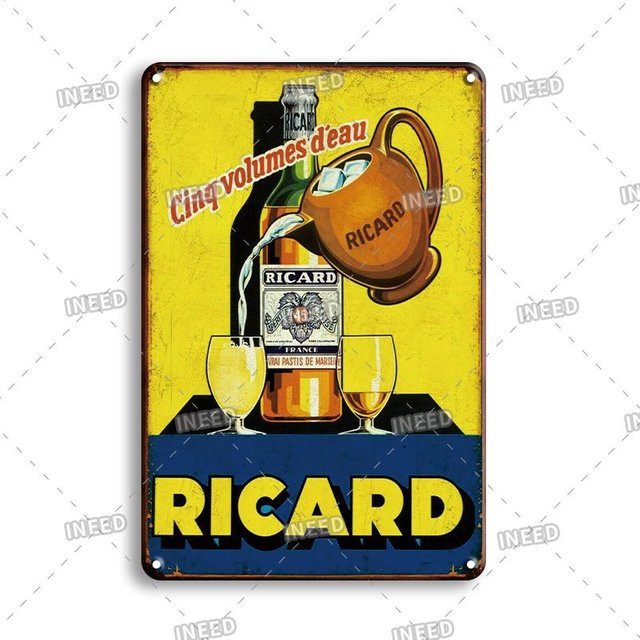 INEED Ricard Bier Retro Metallschild Wandplakat Vintage Blechschild, B: 30 cm, H: 20 cm - Bild 1