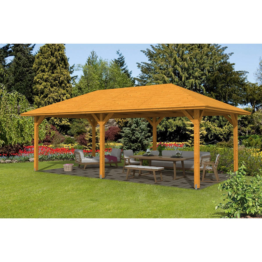 Skan Holz Pavillon Orleans 2 aus Fichte in Eiche hell lasiert, Breite: 359 cm, Tiefe: 706 cm - Bild 2