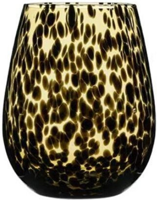 Vintage Highballglas Sntyjrmr in Bernstein mit Leopard-Design, braun - Bild 1