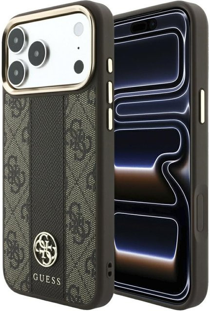 Guess MagSafe-Hülle für Apple iPhone 18 Pro Max und iPhone 17 Pro Max mit 4G Stripe und rundem Logo in Braun - Bild 1