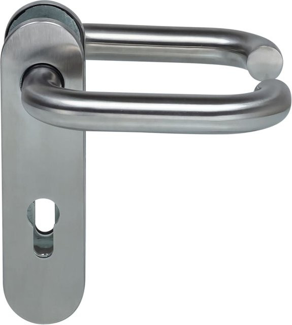 Hörmann FS Drückergarnitur D-110 Kurzschild PZ aus Edelstahl in Silber - Bild 1