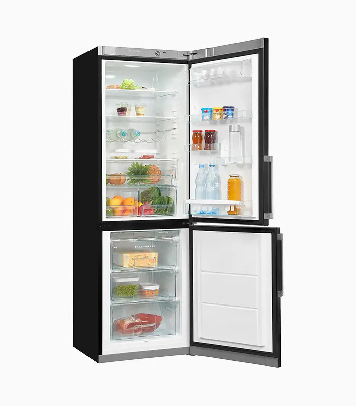 Exquisit Kühl-Gefrierkombination KGC35-H-280E in Schwarz, freistehend mit LED-Innenbeleuchtung und reversibler Tür - Bild 2