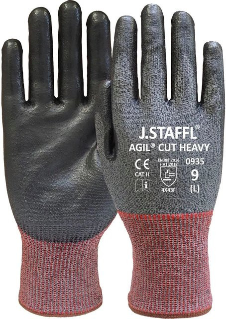 Staffl Agil Cut Heavy Schnittschutzhandschuhe aus Nylon und Spandex in Rot-Dunkelgrau, Größe 11, 12 Paar - Bild 1