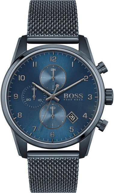 Hugo Boss Chronograph, Quarz, Edelstahl, 44 mm, Blau, Herren - Bild 1