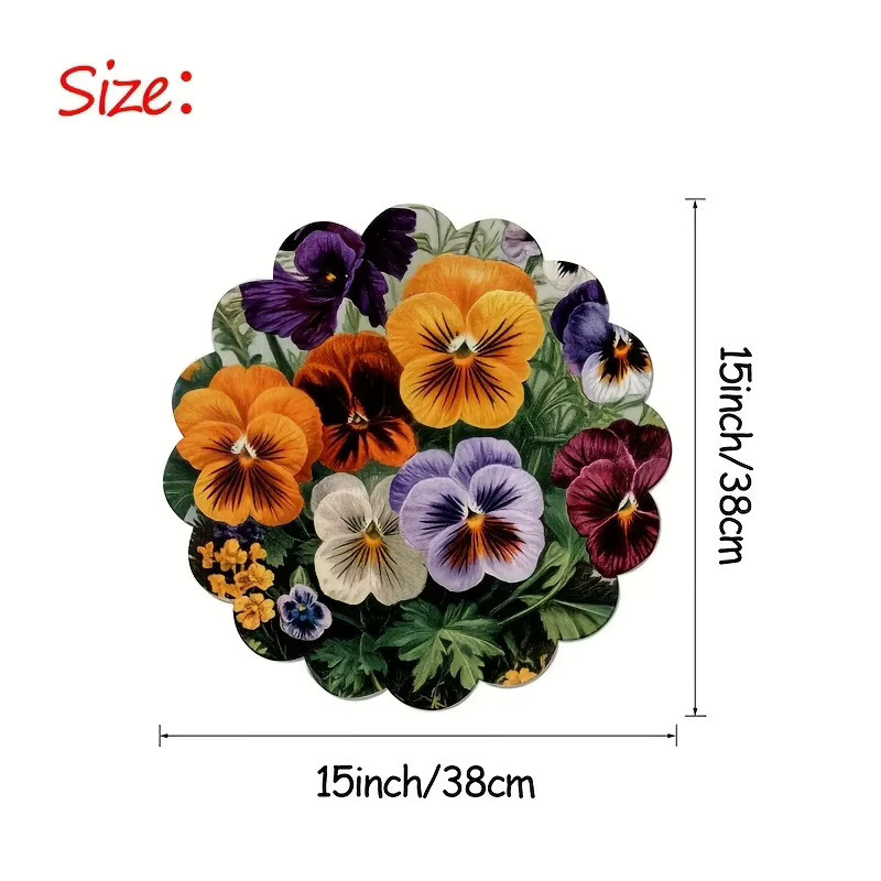 VIKAMA 4er-Set runde Tischsets aus Leinen mit floralem Blumenmuster in Purpur und Multicolour, hitzebeständig - Bild 4