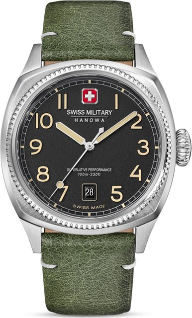 Swiss Military Hanowa Herrenuhr, Quarz, Edelstahl, 41 mm, Leder, Schwarz - Bild 1