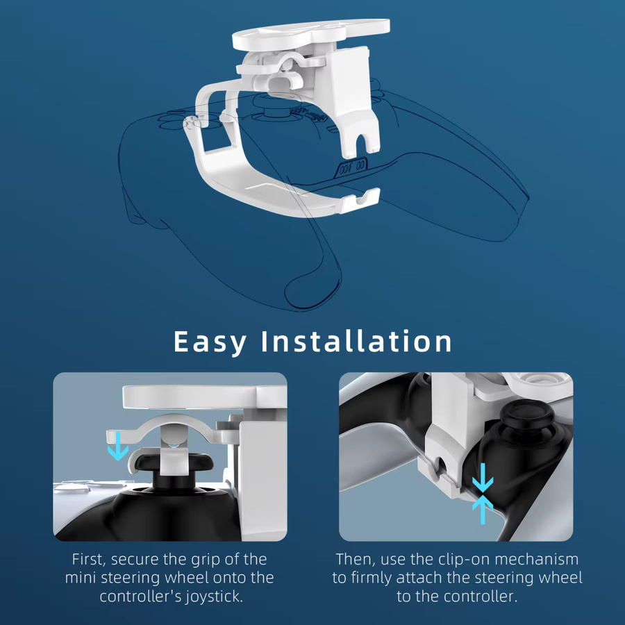 Gryan Mini-Lenkrad für PS5 Game Controller in Weiß für Rennspiele aus 3D-Druck - Bild 4