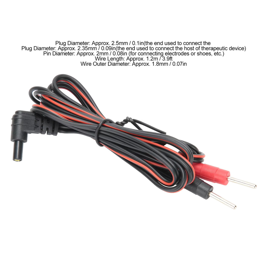TMISHION 2-in-1 Pin-Elektrodenkabel für Physiotherapie-Geräte, 1,2 m Länge, 2,35 mm Durchmesser, 10 Stück, Schwarz - Bild 4