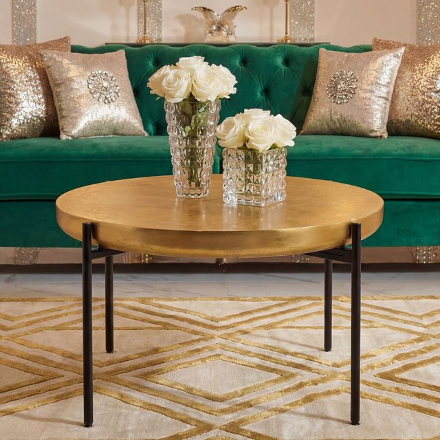Finebuy Couchtisch Rund aus Metall in Gold und Schwarz, Durchmesser: 63 cm - Bild 1