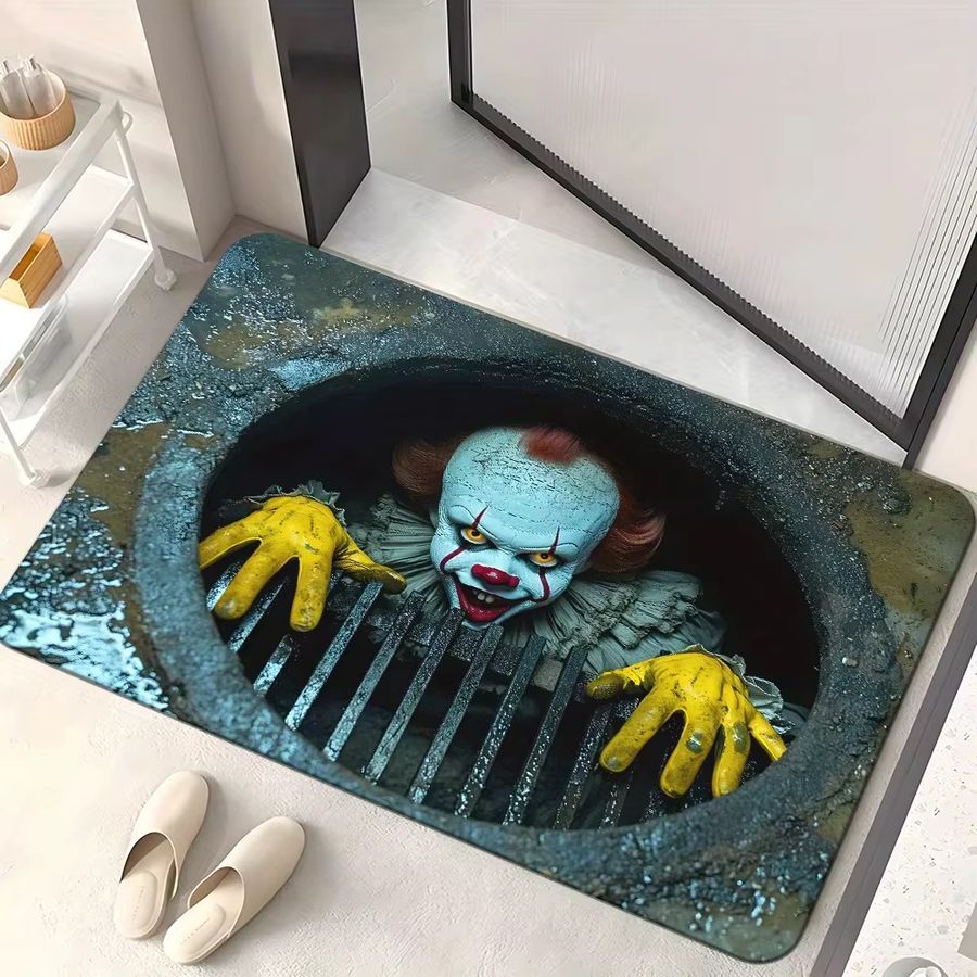 Vikamama Clown Halloween Bodenmatte aus wasserabweisendem Kristall-Samt für Eingang und Badezimmer - Bild 3