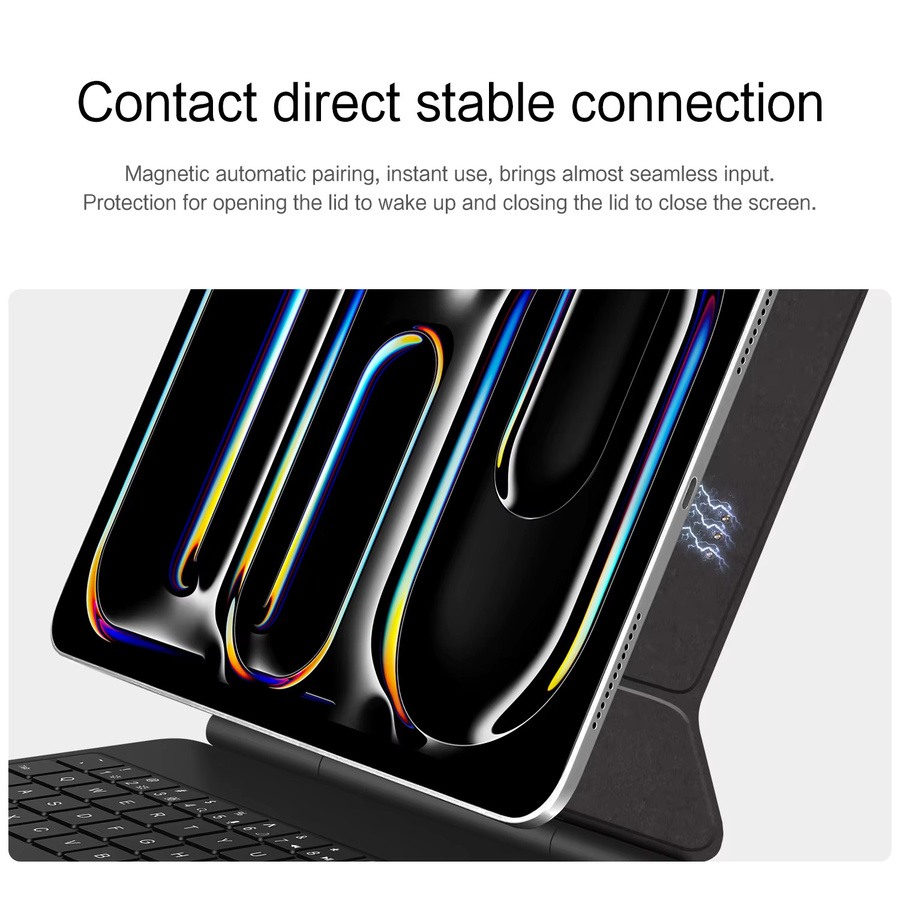 AJIUYU Intelligente Pogo-Pin-Tastaturhülle mit Trackpad für iPad Air 11 2025 M3, iPad Air 6 11 2024, Pro 11 2018-2024, Air 4 und Air 5 in Weiß - Bild 2