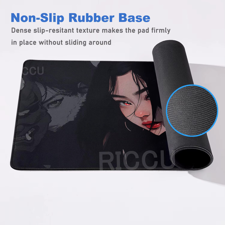 Riccu XXL Gamer-Mauspad Anime-Mädchen Teufelsmaske Multicolor B/T: 100 x 55 cm - Bild 3