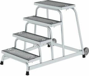 MUNK Aluminium-Arbeitspodest fahrbar mit Stahl-Gitterrost, 4 Stufen, Silber - Bild 1