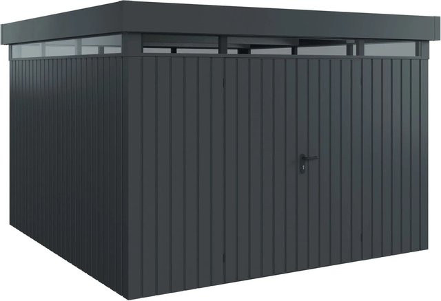 EcoStar Gerätehaus Euroline Flachdach mit Lichtband in Anthrazit, B/T: 325 x 325 cm, 2-flüglig - Bild 1