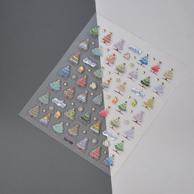 Weihnachtsbaum Nagelsticker, 8*9,5cm, 1 Bogen, grau - Bild 1