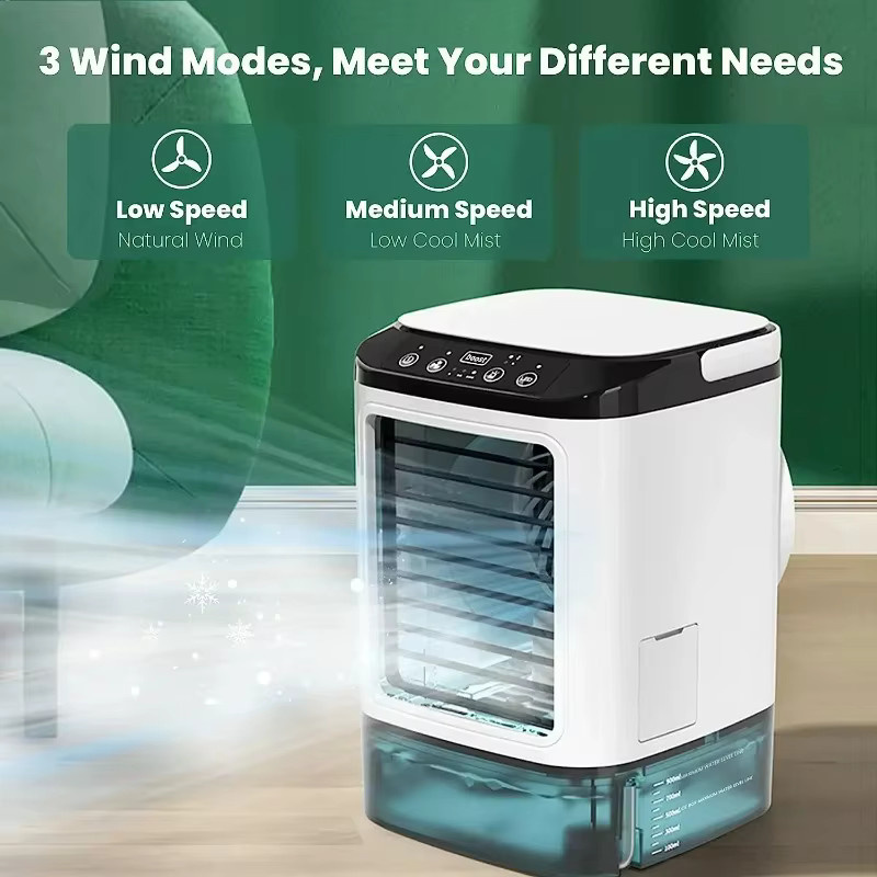 Tragbarer Mini-Klimaanlagen-Ventilator von NUOYING mit 3 Geschwindigkeiten und 7 Farben, Weiß/Mehrfarbig, B/T/H: 24,0 x 16,5 cm - Bild 2