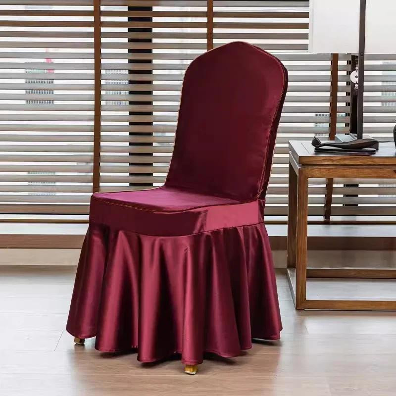 Yiran Furniture Elastischer Stuhlbezug aus Satin mit Rockfalten für Esszimmerstühle - Bild 3