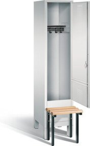 C+P Garderobenschrank Evolo in Lichtgrau mit schwarzgrauem Gestell, H x B x T: 185 x 42 x 81,5 cm - Bild 1