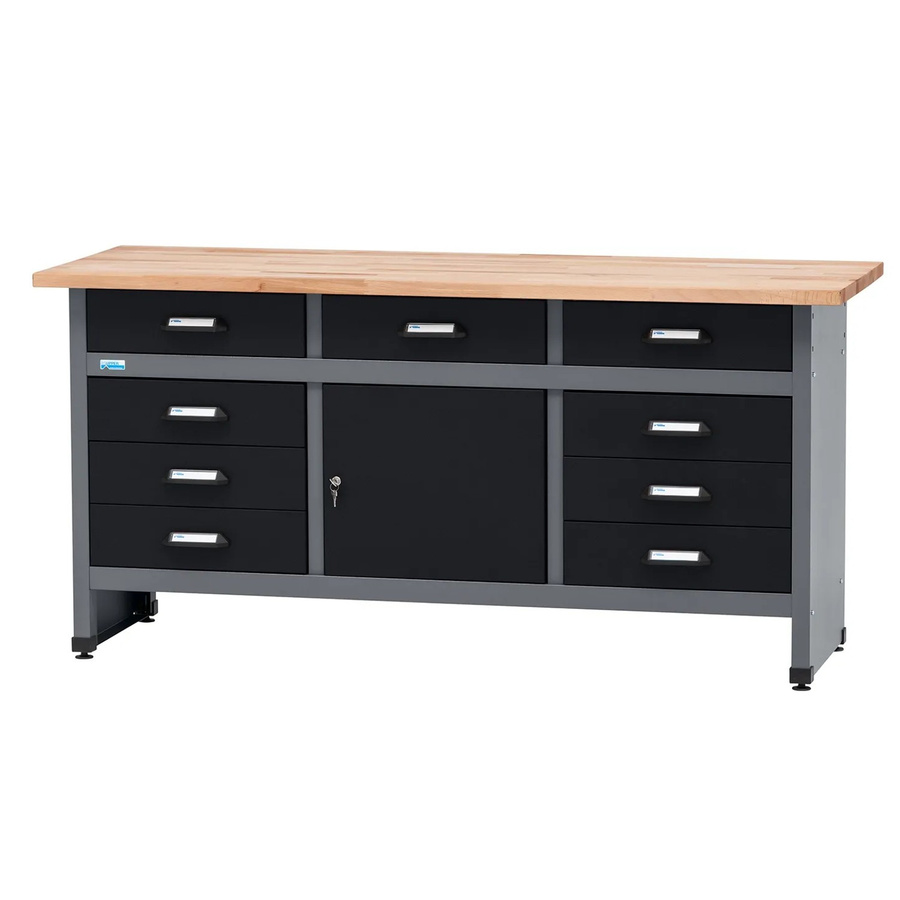 Küpper Werkbank eintürig mit 9 Schubladen in Schwarz-Hellgrau, B/T/H: 170 x 84 x 60 cm - Bild 2