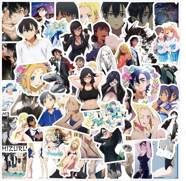 60 Stück Anime Sommer-Treffen Aufkleber, wasserfeste Cartoon-Sticker in Multicolour für Computer, Laptops und Wasserbecher - Bild 1