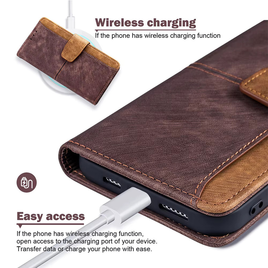 Sturzsichere Brieftaschen-Handyhülle für Motorola G85 G84 G64 G04S Moto G34 G24 G54 G06 Power Cover mit Kartenfächern in Grau - Bild 3