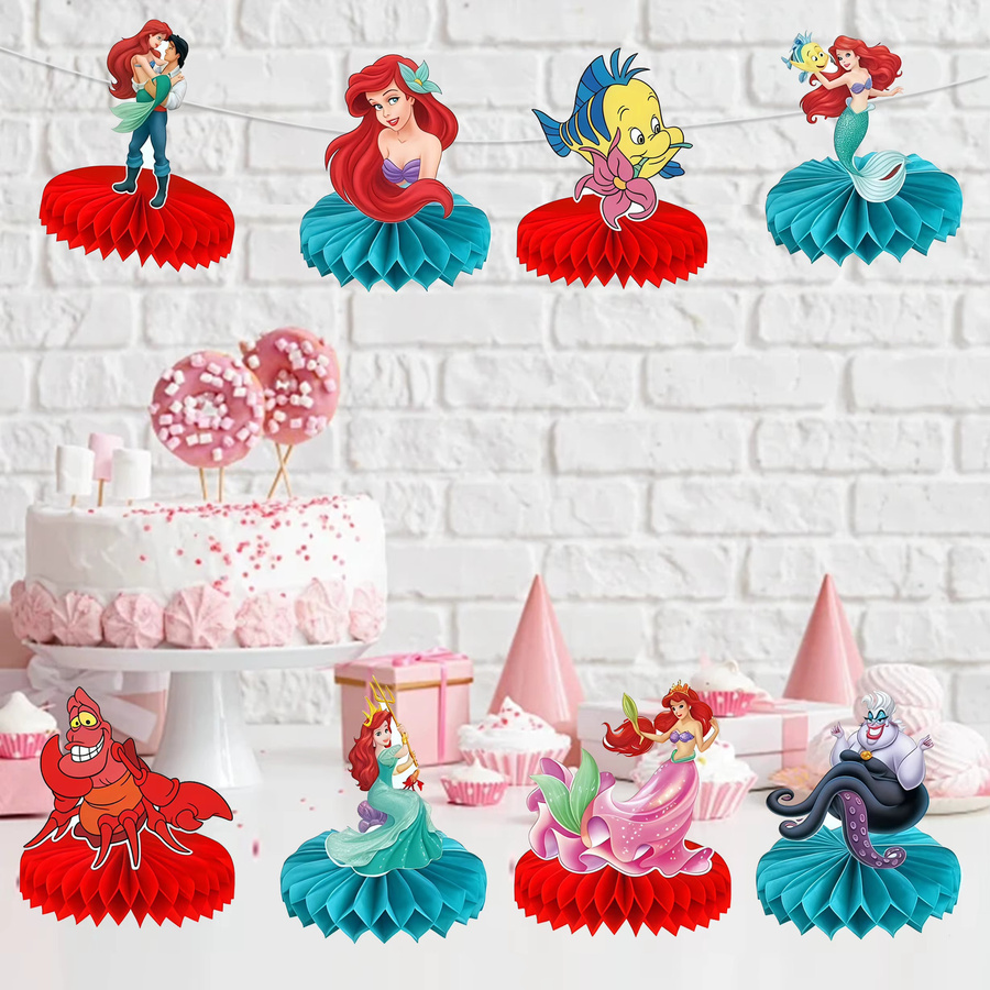 Disney Meerjungfrau Waben-Tischdekorationen aus Papier, 8 Stück, bunt, Partyzubehör für Geburtstag oder Babyparty - Bild 2