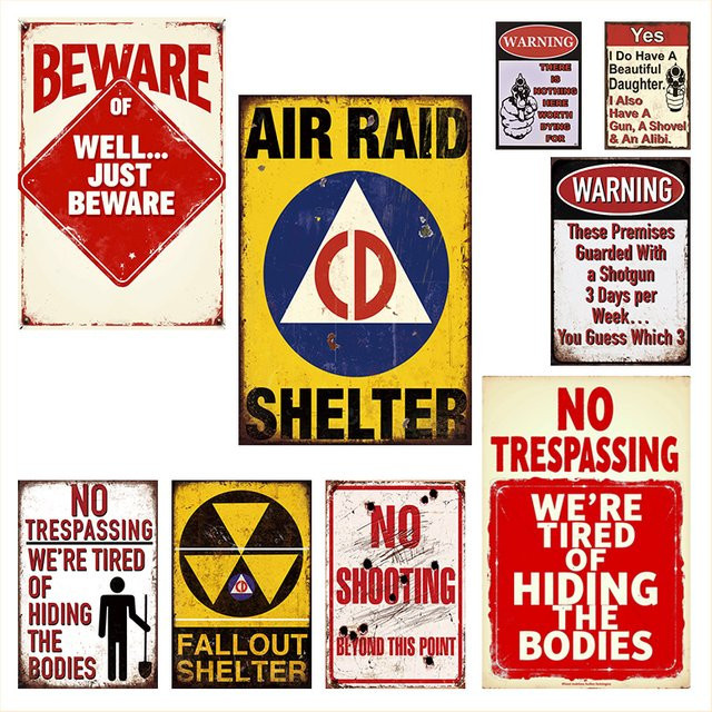 OANKR Vintage Metallschild Kein Zutritt Fallout Shelter Retro Wanddeko aus Metall, B/H: 30,0 x 20,0 cm, Mehrfarbig - Bild 1