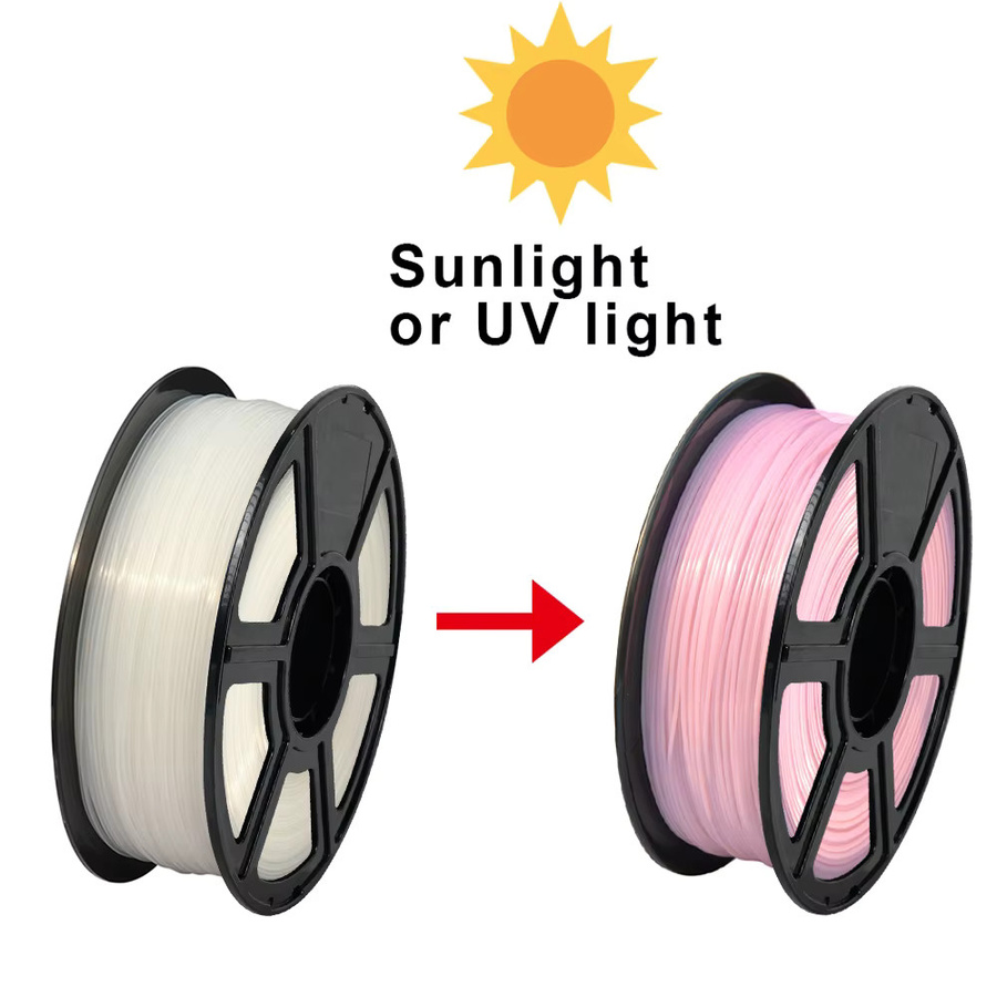 3D Maliang UV-reaktives PLA-Filament 1,75 mm für FDM-3D-Drucker, Farbwechsel von Weiß zu Blau, Rosa und Lila - Bild 2