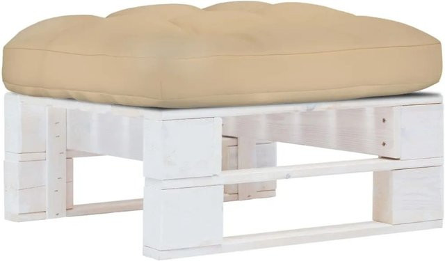 vidaXL Outdoor-Ottomane aus imprägniertem Kiefernholz in Weiß - Bild 1