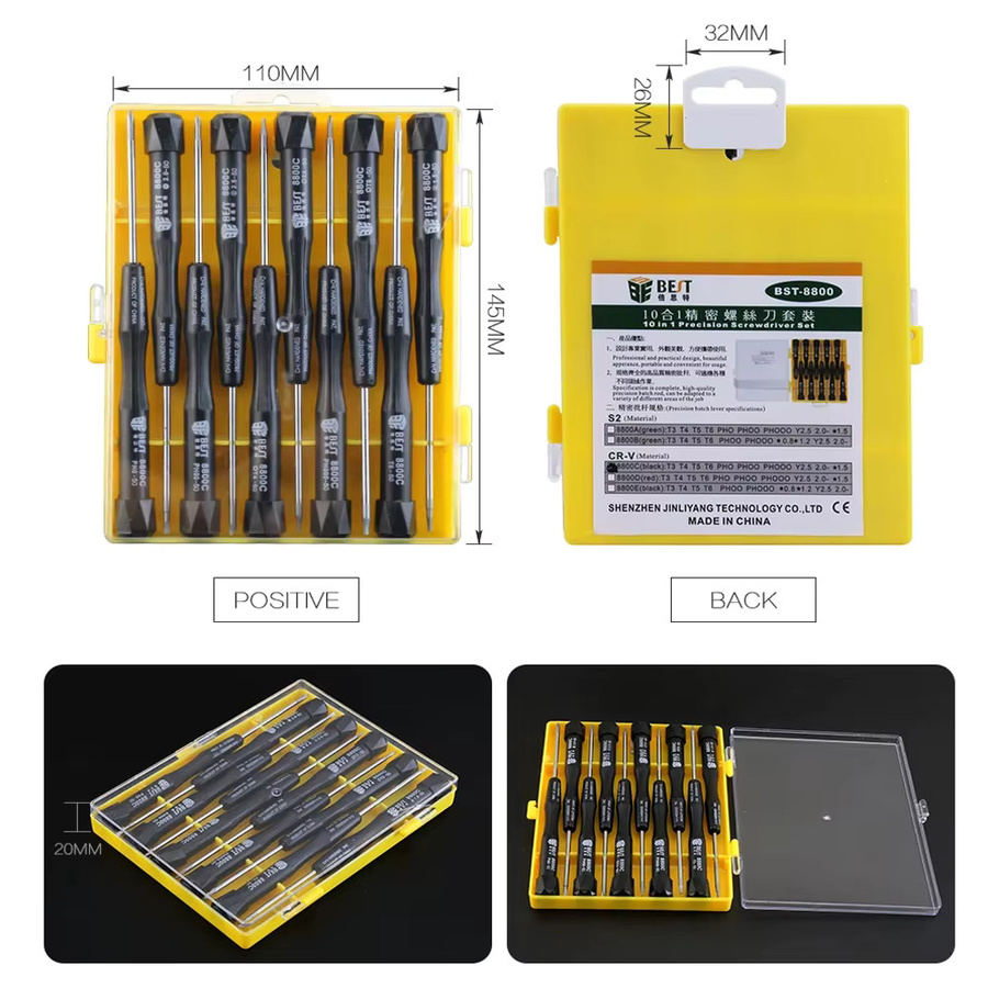 BES 10-in-1 Präzisions-Schraubendreher-Set mit Petalobe, Torx, Schlitz, Kreuzschlitz und Y-Typ Bits für Handy, Uhren und Computer-Reparaturen - Bild 5