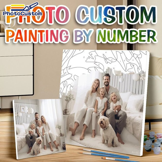 PhotoCustom Malen nach Zahlen Set mit eigenem Foto als personalisiertes DIY Leinwandbild für Erwachsene - Bild 1